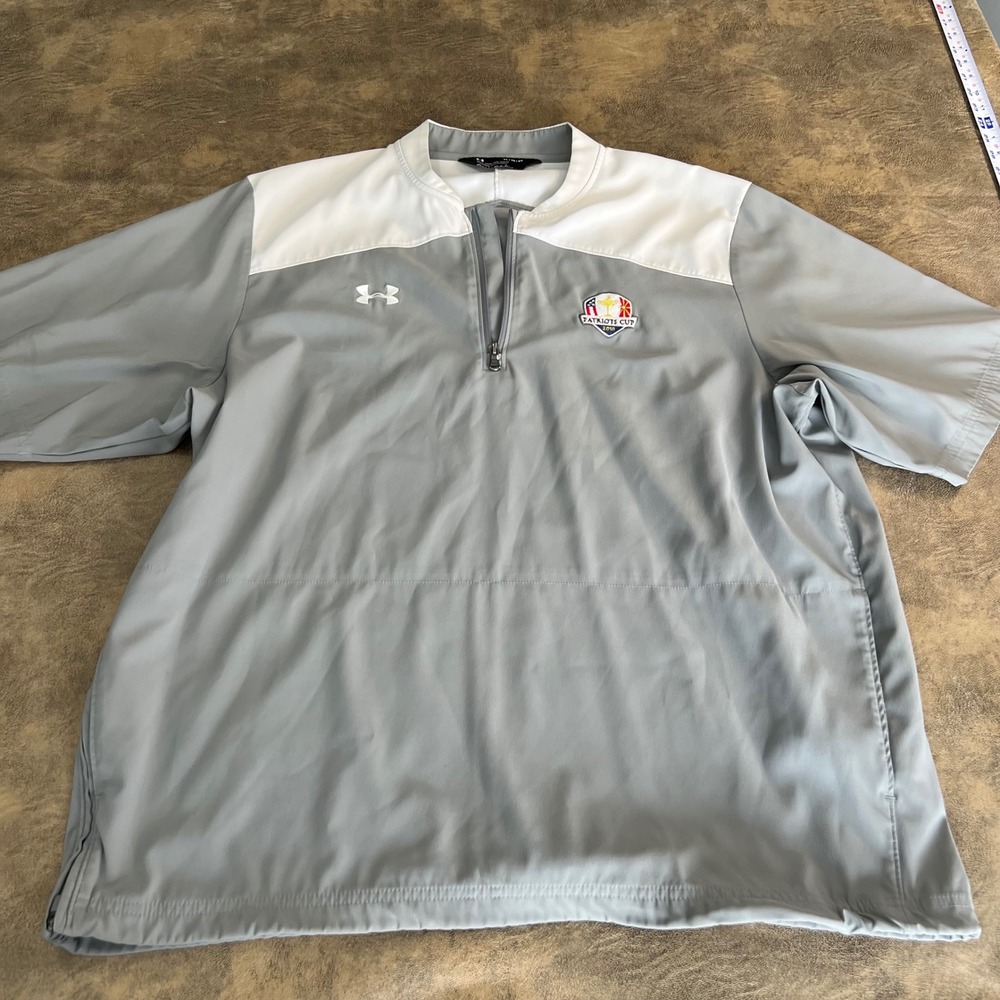 Under Armour Windshirt Mens XL Grey Patriots Cup 2018 Short Sleeve 1/4 Zip Golf